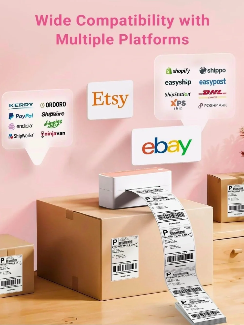 ASprink Bluetooth Wireless Thermal Label Printer, w/ labels, & poly mailers